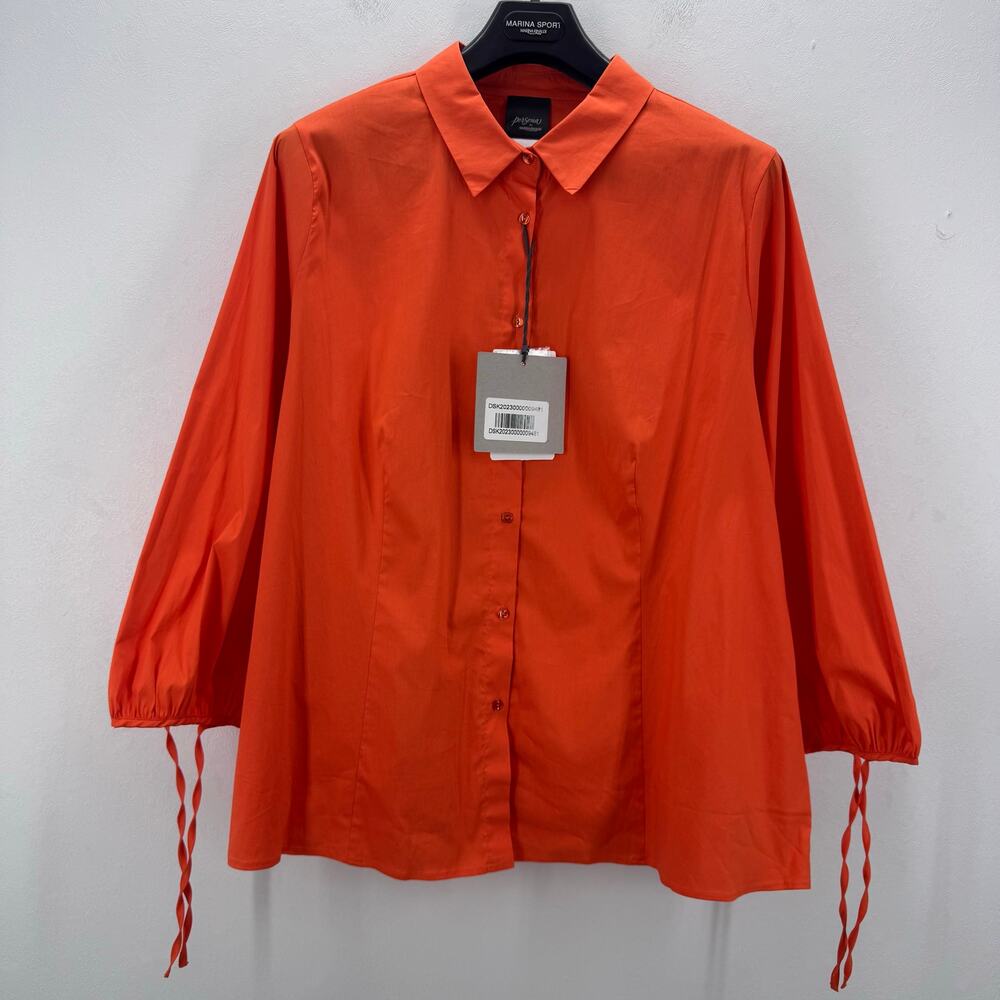 NWT Marina Rinaldi Cotton Blend Button Shirt Tie Sleeve Plus size 20 Minimalist
